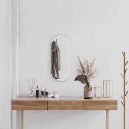 Berkfield Home Wall Mirror Silver 70x30 cm Oval - thumbnail 2