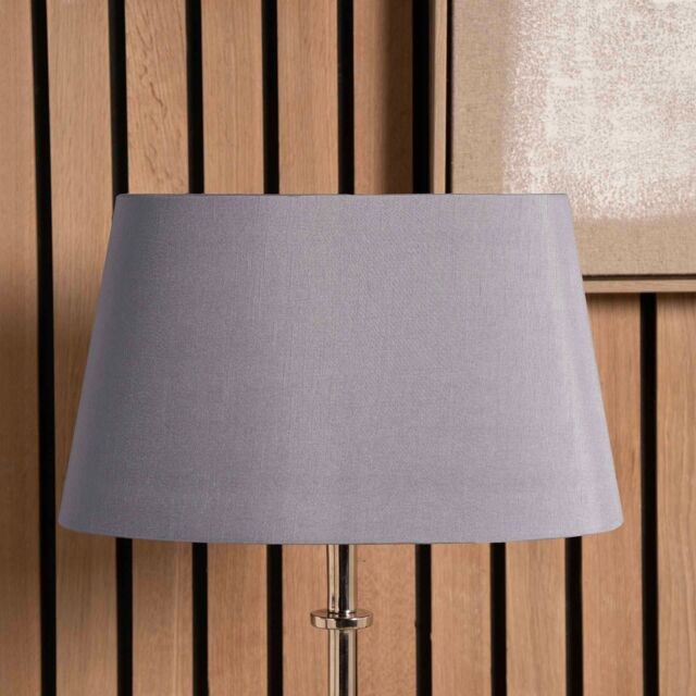 Ruma Grey Oval Poly Silk Tapered Lamp Shade For Table Lamps - Size: 14 inches - image 1