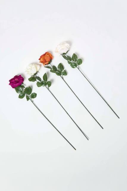 Homescapes Set of 4 Artificial Autumn Rose Stems - image 1