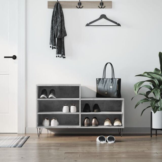 Berkfield Home Shoe Cabinet Concrete Grey 102x36x60 cm Engineered Wood - Size: 102 x 36 x 60 cm - image 1