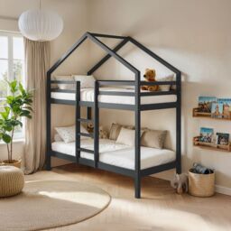 Flair Nest House Bunk Bed in Grey - Size: EU Single