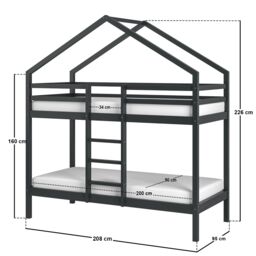 Flair Nest House Bunk Bed in Grey - Size: EU Single - thumbnail 3