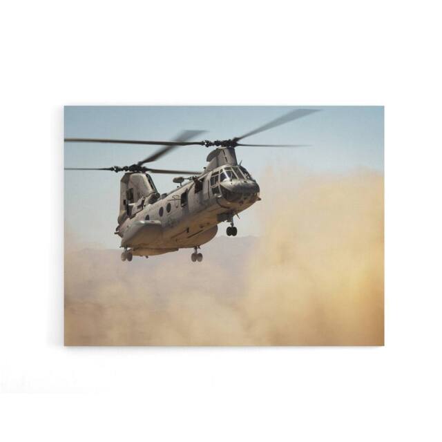 "Artery8 Sea Knight Helicopter CH 46E US Marine Corps Canvas Wall Art Print - Size: W24"" x H32""" - image 1