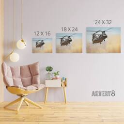 "Artery8 Sea Knight Helicopter CH 46E US Marine Corps Canvas Wall Art Print - Size: W24"" x H32""" - thumbnail 4