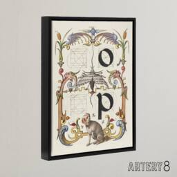 "Artery8 Pictorial Letter Guide O & P Calligraphy Framed Canvas Wall Art in White - Size: W12"" x H16""" - thumbnail 2