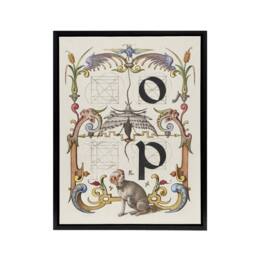 "Artery8 Pictorial Letter Guide O & P Calligraphy Framed Canvas Wall Art in White - Size: W12"" x H16""" - thumbnail 1