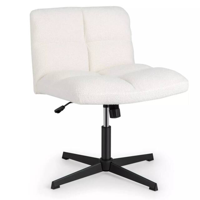 Costway Armless Home Office Chair Swivel Desk Chair Height Adjustable Task Vanity Chair in White - image 1