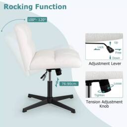 Costway Armless Home Office Chair Swivel Desk Chair Height Adjustable Task Vanity Chair in White - thumbnail 3