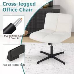 Costway Armless Home Office Chair Swivel Desk Chair Height Adjustable Task Vanity Chair in White - thumbnail 6