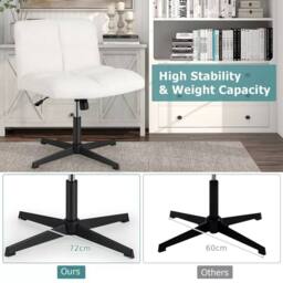 Costway Armless Home Office Chair Swivel Desk Chair Height Adjustable Task Vanity Chair in White - thumbnail 4