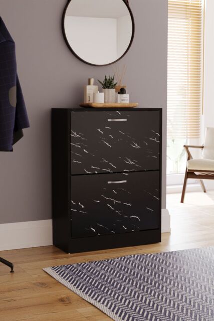 Home Discount Vida Designs 2 Drawer Shoe Cabinet Rack Organizer Storage Furniture in Black - image 1