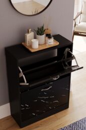 Home Discount Vida Designs 2 Drawer Shoe Cabinet Rack Organizer Storage Furniture in Black - thumbnail 8
