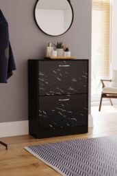 Home Discount Vida Designs 2 Drawer Shoe Cabinet Rack Organizer Storage Furniture in Black