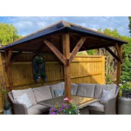 Dunster House Wooden Gazebo 2x2m Heavy Duty Pressure Treated Superfelt Utopia 200 in Brown - thumbnail 6