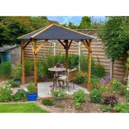 Dunster House Wooden Gazebo 2x2m Heavy Duty Pressure Treated Superfelt Utopia 200 in Brown - thumbnail 4