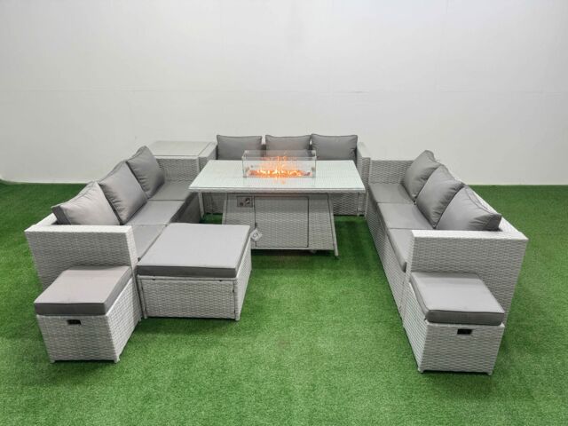 Fimous PE Rattan Set Outdoor Garden Furniture Set with 3 Seater Sofa in Light Grey - image 1