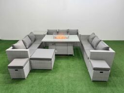 Fimous PE Rattan Set Outdoor Garden Furniture Set with 3 Seater Sofa in Light Grey - thumbnail 2