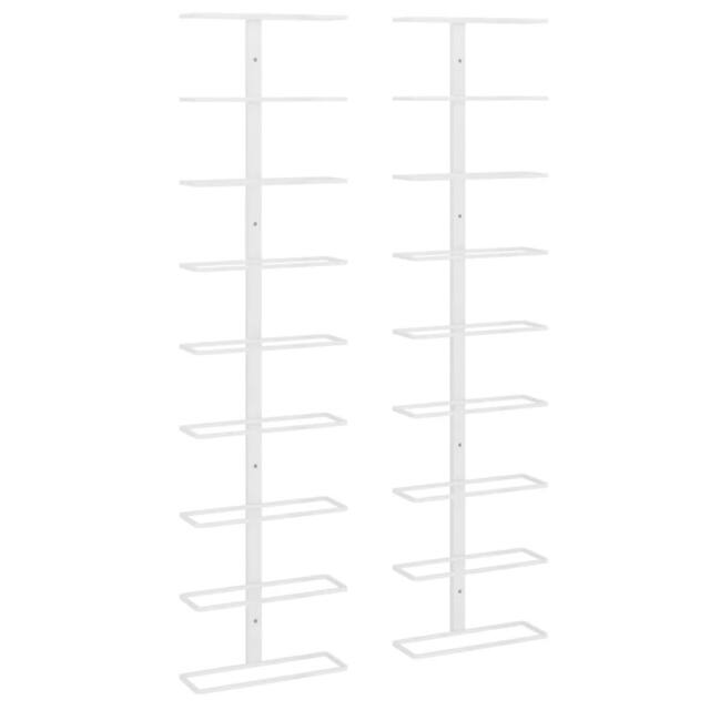 Berkfield Home Wall-mounted Wine Rack for 9 Bottles 2 pcs White Iron - image 1