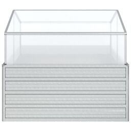 Berkfield Home Garden Raised Bed with Greenhouse 100x100x85 cm Silver - Size: 100 x 100 x 85 cm - thumbnail 4