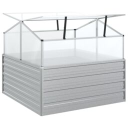 Berkfield Home Garden Raised Bed with Greenhouse 100x100x85 cm Silver - Size: 100 x 100 x 85 cm - thumbnail 6