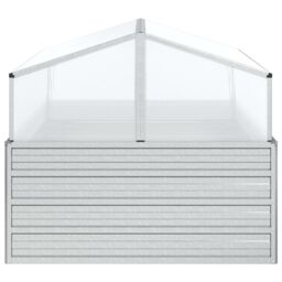 Berkfield Home Garden Raised Bed with Greenhouse 100x100x85 cm Silver - Size: 100 x 100 x 85 cm - thumbnail 5