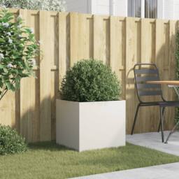 Berkfield Home Planter White 49x47x46 cm Steel - Size: 49 x 47 x 46 cm