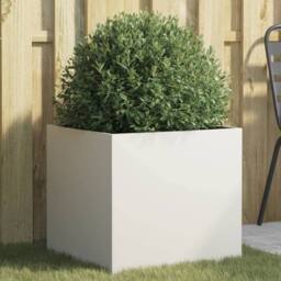Berkfield Home Planter White 49x47x46 cm Steel - Size: 49 x 47 x 46 cm - thumbnail 2