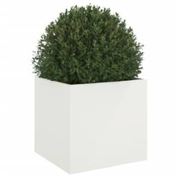 Berkfield Home Planter White 49x47x46 cm Steel - Size: 49 x 47 x 46 cm - thumbnail 4