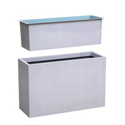 Primrose Garden Zinc Tall Trough Outdoor Planter with Insert Silver 95cm - thumbnail 3