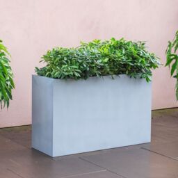 Primrose Garden Zinc Tall Trough Outdoor Planter with Insert Silver 95cm - thumbnail 4