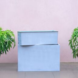Primrose Garden Zinc Tall Trough Outdoor Planter with Insert Silver 95cm - thumbnail 6