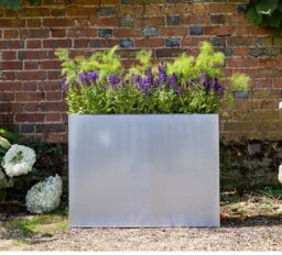 Primrose Garden Zinc Tall Trough Outdoor Planter with Insert Silver 95cm - thumbnail 8