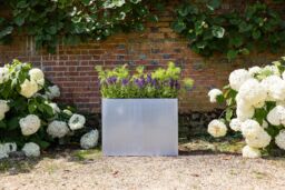 Primrose Garden Zinc Tall Trough Outdoor Planter with Insert Silver 95cm - thumbnail 9