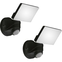 Loops 2 PACK IP44 Outdoor Wall Light & PIR Sensor Black Plastic 13W LED Lamp - thumbnail 1