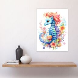 "Artery8 Cute Seahorse Watercolour Artwork Fun Kids Bedroom Nursery Large Wall Unframed Art Poster Print Thick Paper 18X24 Inch - Size: W18"" x H24""" - thumbnail 4