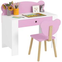 AIYAPLAY Kids Desk & Chair Set, Children Writing Table with Drawer, Pink - thumbnail 2