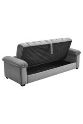 Living and Home Grey Flannelette Striped Convertible Sleeper Sofa Bed Recliner with Two Pillows - thumbnail 5