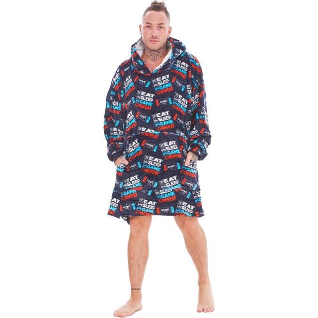 Gamer Eat Sleep Game Repeat Fleece Oversized Hoodie Blanket in Black - image 1