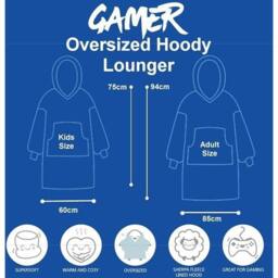 Gamer Eat Sleep Game Repeat Fleece Oversized Hoodie Blanket in Black - thumbnail 3