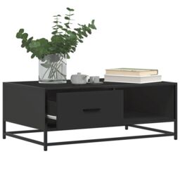 Berkfield Home Coffee Table Black 90x57x35 cm Engineered Wood & Metal - Size: 90 x 57 x 35 cm - thumbnail 4
