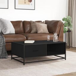 Berkfield Home Coffee Table Black 90x57x35 cm Engineered Wood & Metal - Size: 90 x 57 x 35 cm - thumbnail 3