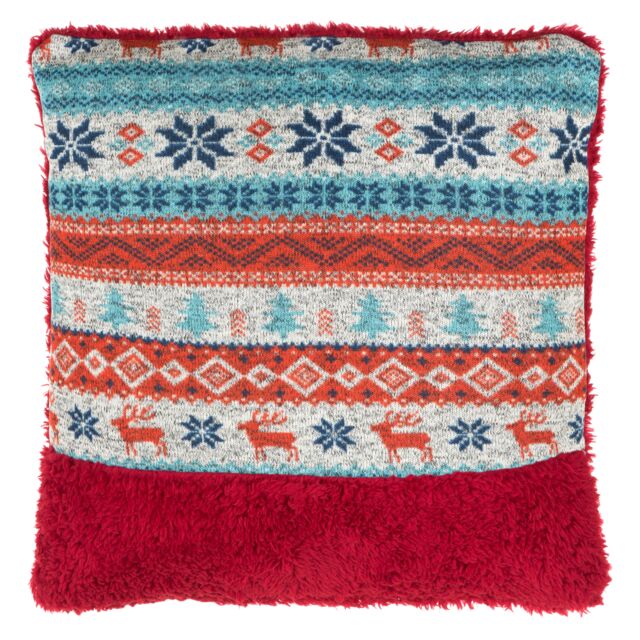 Orsina Fairisle Red Throw Cushion, Polyester Décor Cushion for Relaxing, Washable Cushion for Sofa, Bed, Chair - image 1