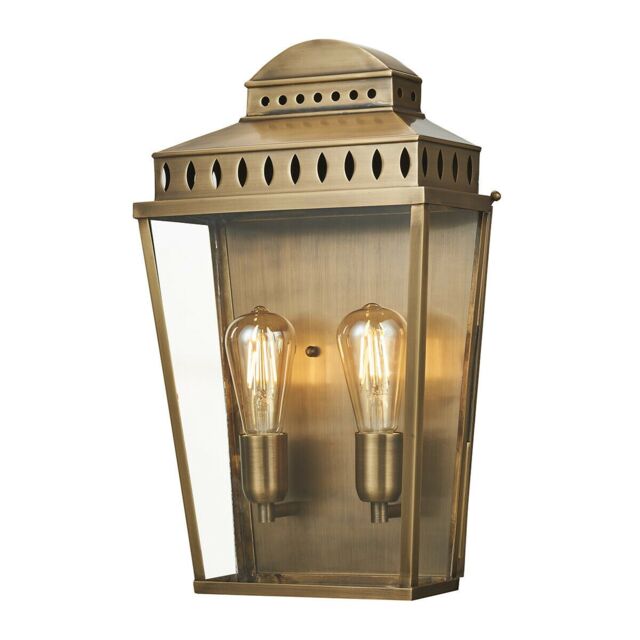 Loops Outdoor IP44 Twin Wall Light Aged Brass LED E27 100W d01942 in Metallics