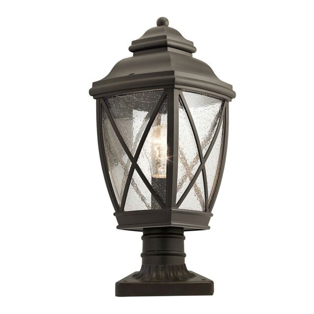 Loops Outdoor IP44 1 Bulb Wall Ground Pedestal Olde Bronze LED E27 60W