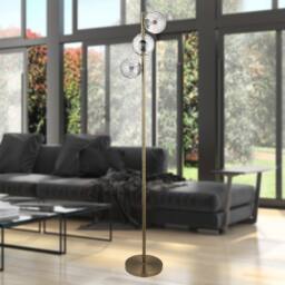 First Choice Lighting Becksley - Antique Brass 145cm Floor Lamp with Glass Globe Shades in Bronze - thumbnail 5