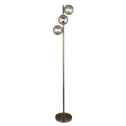 First Choice Lighting Becksley - Antique Brass 145cm Floor Lamp with Glass Globe Shades in Bronze - thumbnail 3