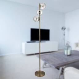 First Choice Lighting Becksley - Antique Brass 145cm Floor Lamp with Glass Globe Shades in Bronze - thumbnail 6