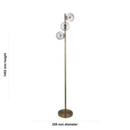 First Choice Lighting Becksley - Antique Brass 145cm Floor Lamp with Glass Globe Shades in Bronze - thumbnail 4