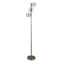 First Choice Lighting Becksley - Antique Brass 145cm Floor Lamp with Glass Globe Shades in Bronze - thumbnail 1
