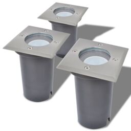 Berkfield Home Outdoor LED Ground Lights 3 pcs Square in Silver - thumbnail 2